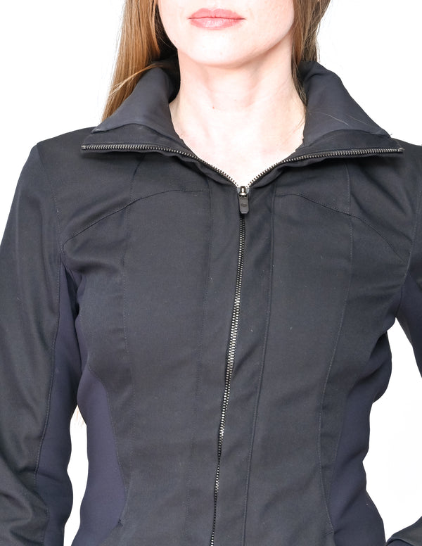 LULULEMON Black Elongated Zip-Up Hooded Jacket (Size 4)