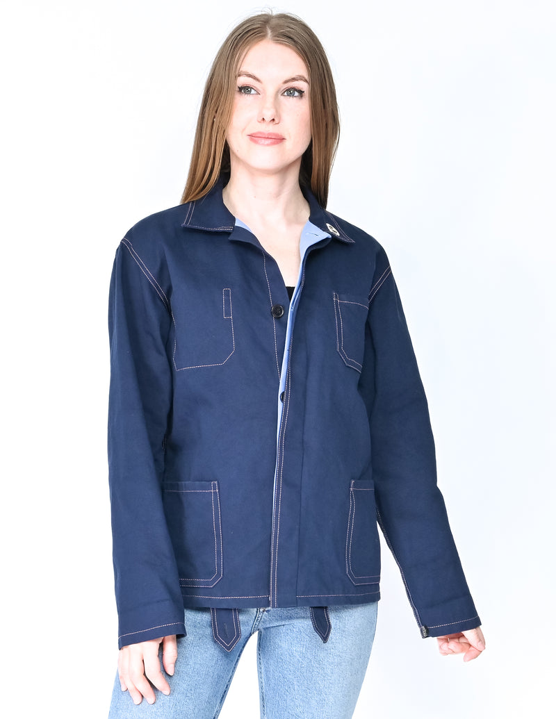 MARNI Italy Cotton Linen Boxy Blue Jacket (Size IT 40/ US 4)