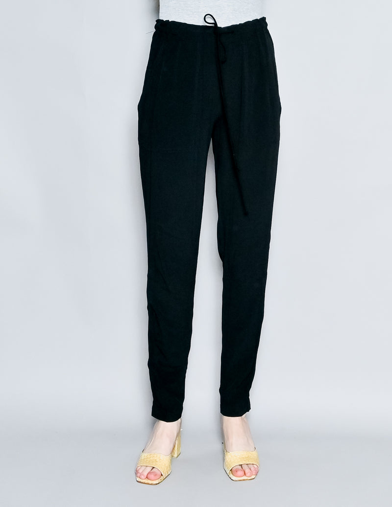NICOLE MILLER Artelier Black Drawstring Pants S Fashion