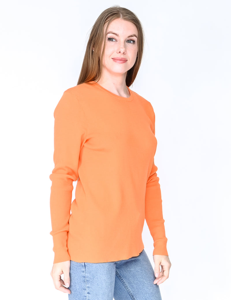 RALPH LAUREN Orange Merino Wool Ribbed LS Top NWT (Size XL)