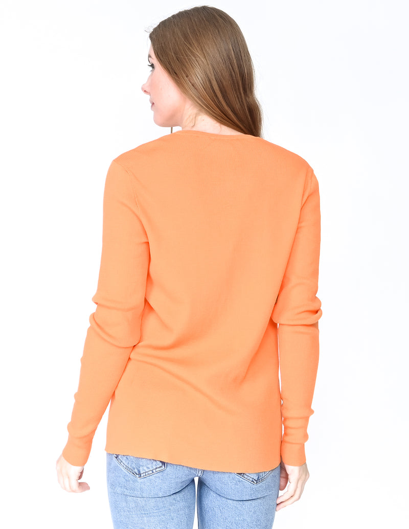 RALPH LAUREN Orange Merino Wool Ribbed LS Top NWT (Size XL)