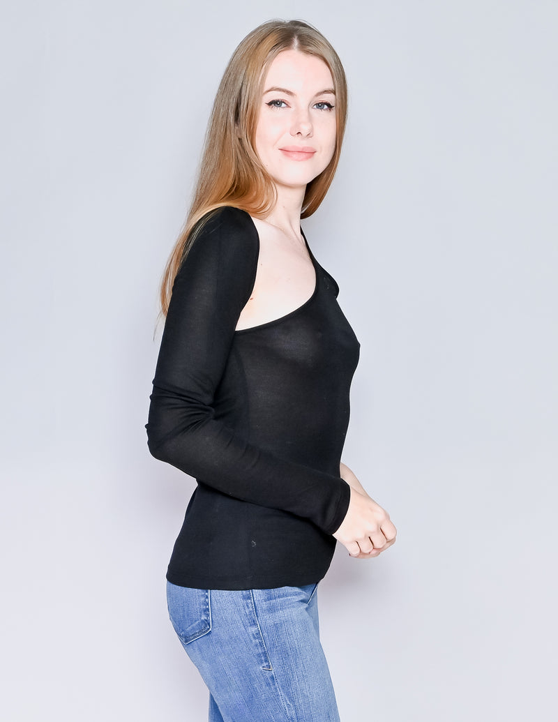 DANZ NY Cutout One Sleeve Black Top (S)