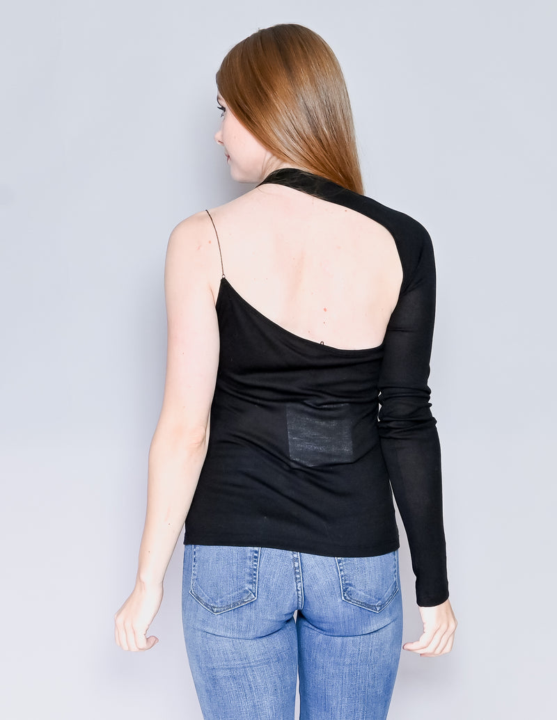 DANZ NY Cutout One Sleeve Black Top (S)