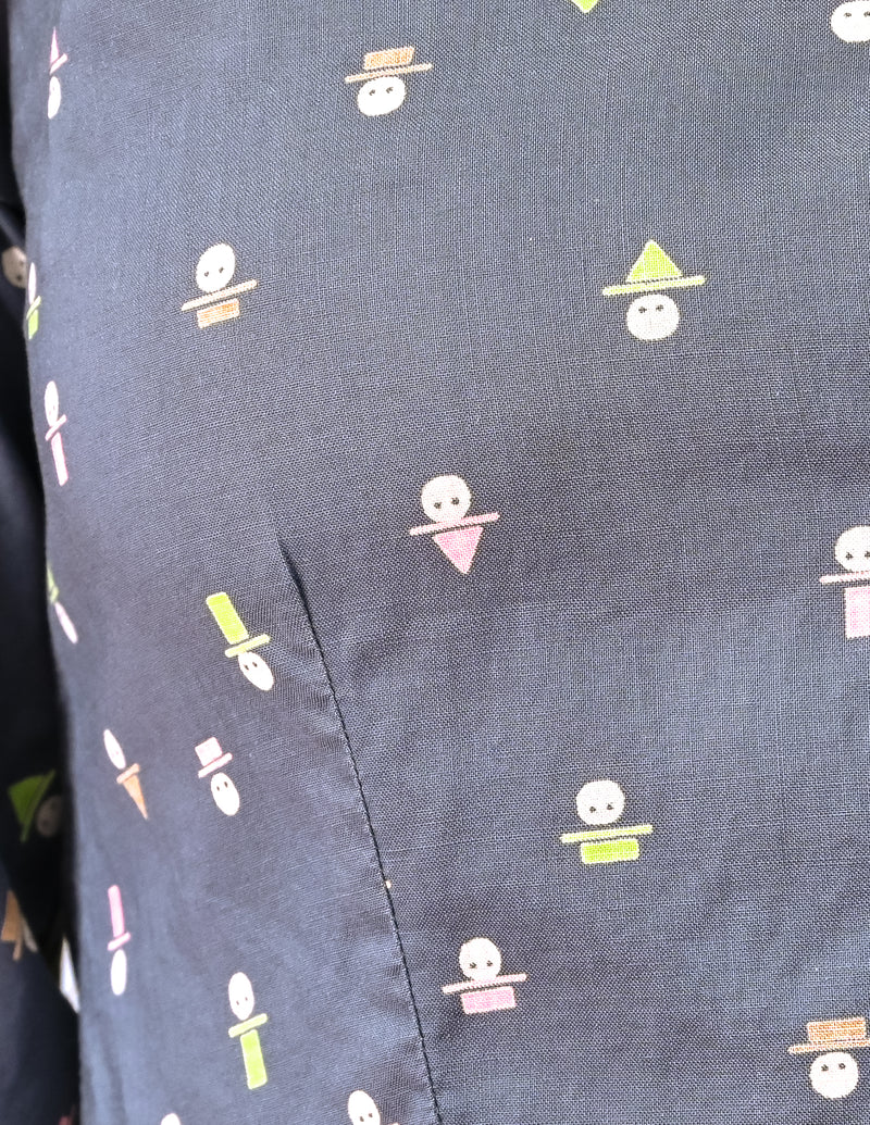 VINTAGE Tiny Cartoon People Print Shirt Dress (Size S)