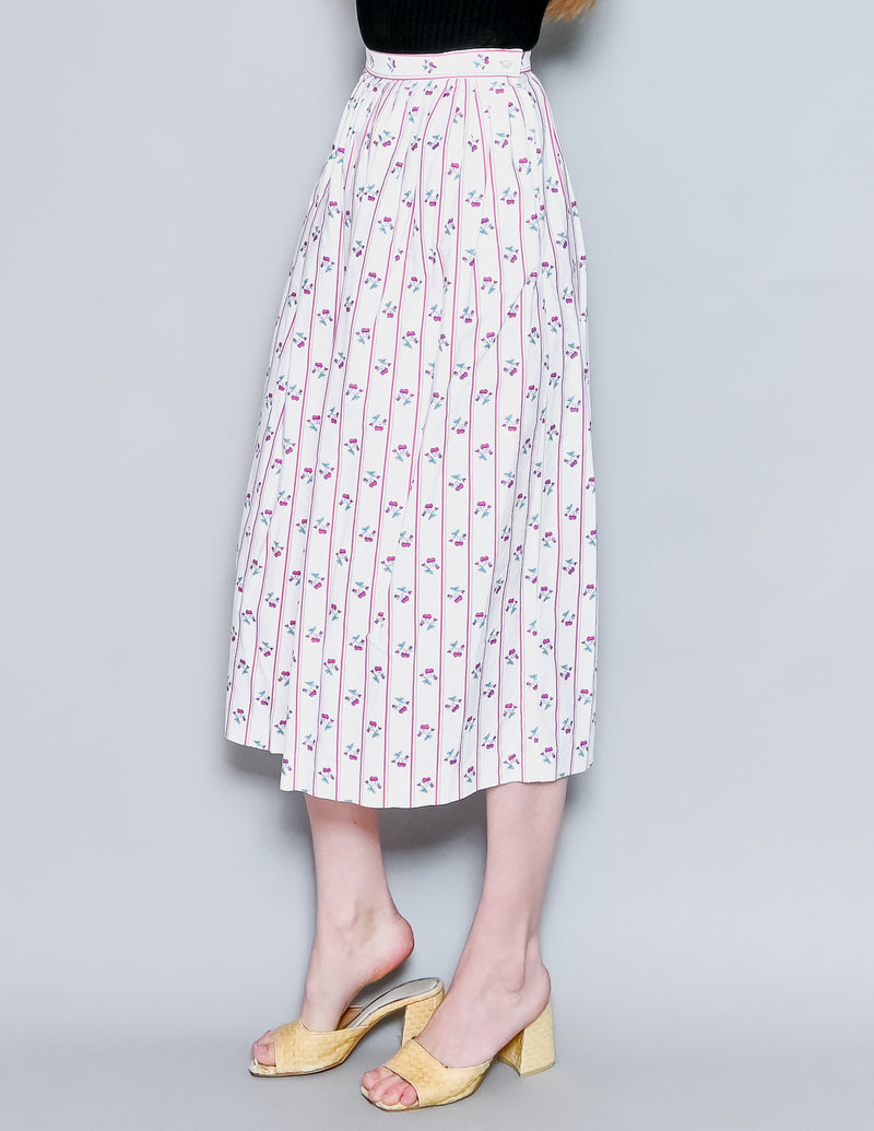 Vintage Skyr Sportswear Floral Cotton Midi Skirt (25")