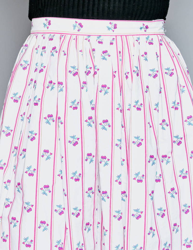 Vintage Skyr Sportswear Floral Cotton Midi Skirt (25")