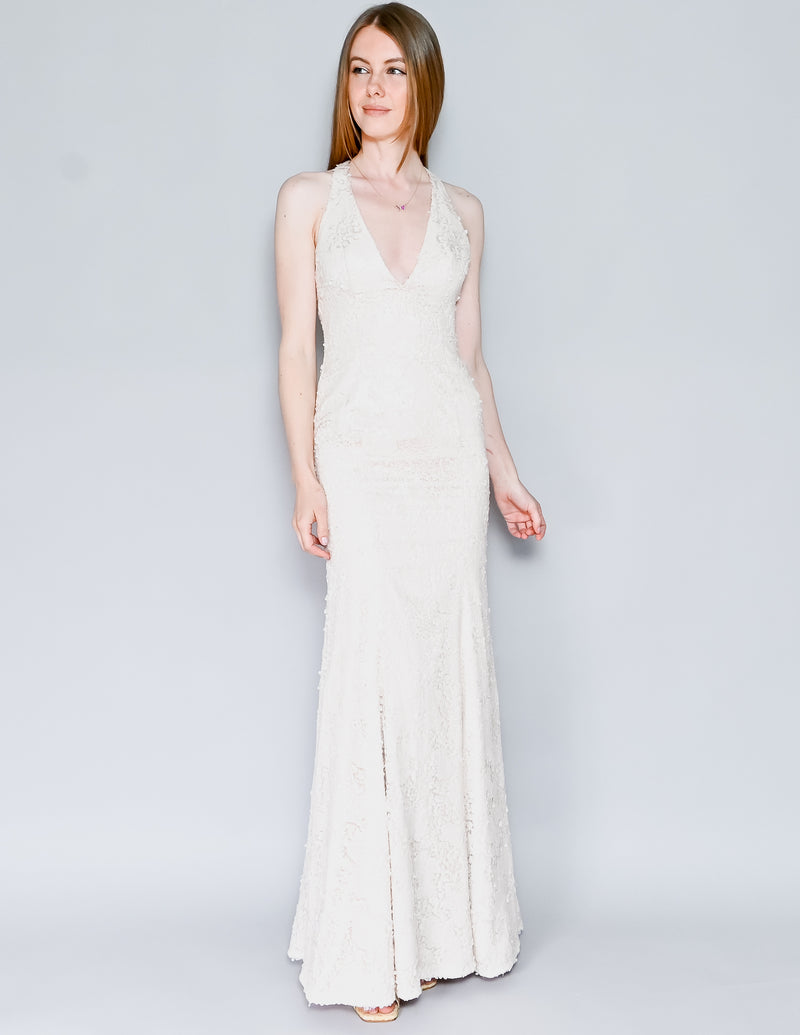 JAY GODFREY Cropper Sleeveless Gown in Nude Sequin (0)