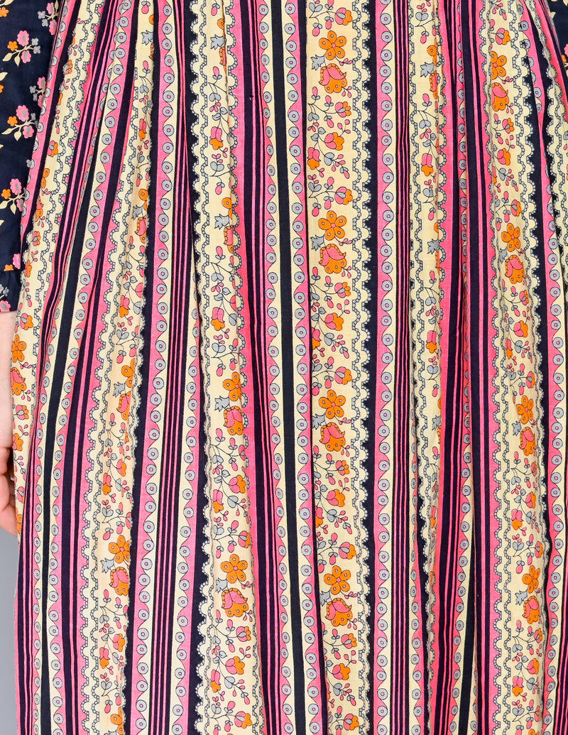 VINTAGE R.S.V.P. Long-Sleeve Empire-Waist Floral Maxi Dress (S)