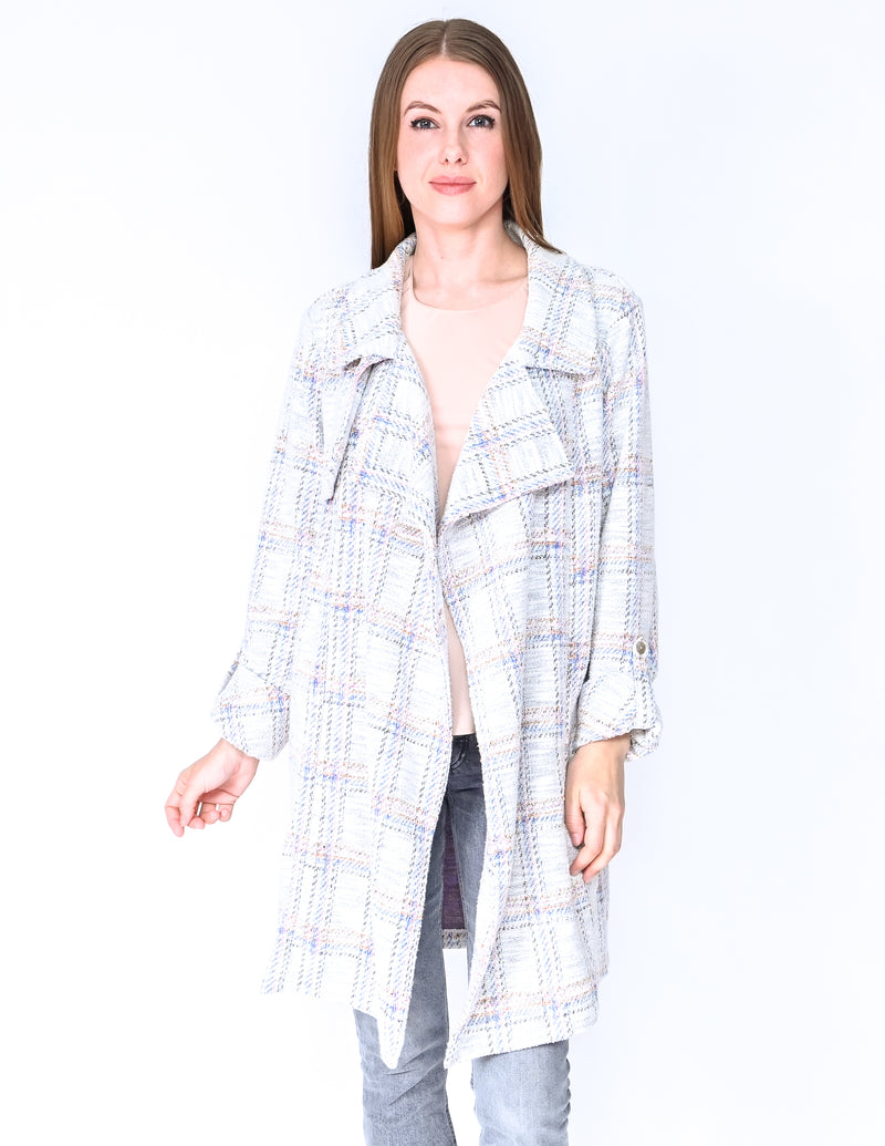ANTHROPOLOGIE DOLAN Tweed Open-Front Coat Jacket (Size M)