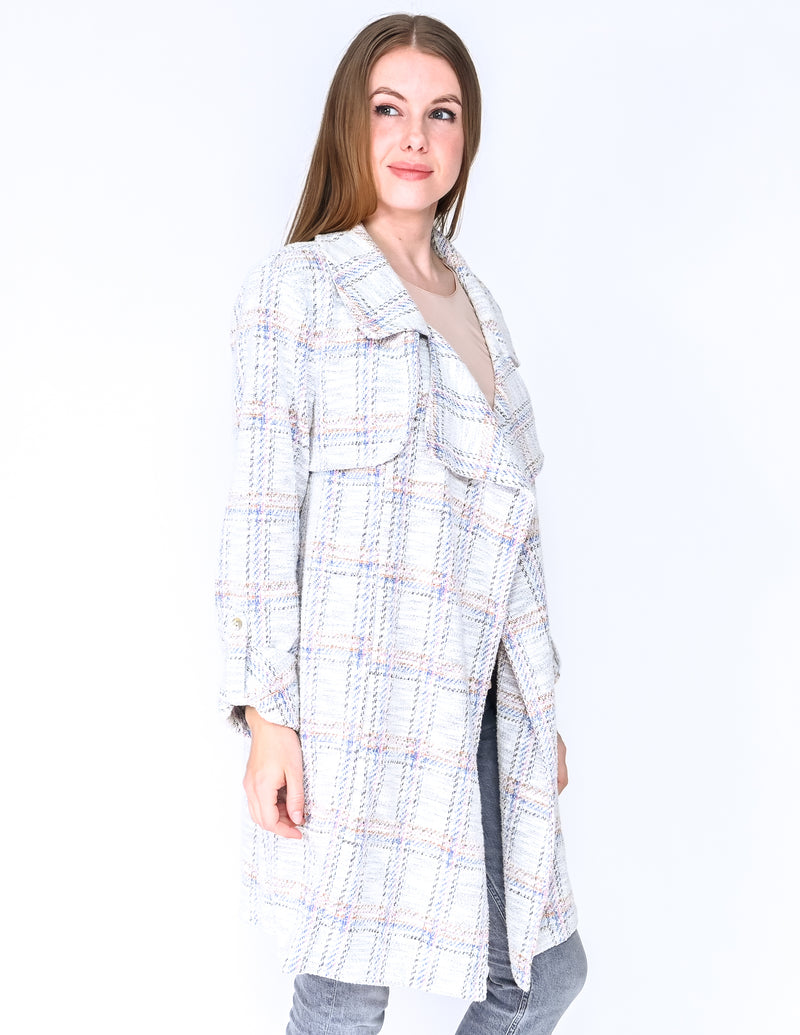 ANTHROPOLOGIE DOLAN Tweed Open-Front Coat Jacket (Size M)