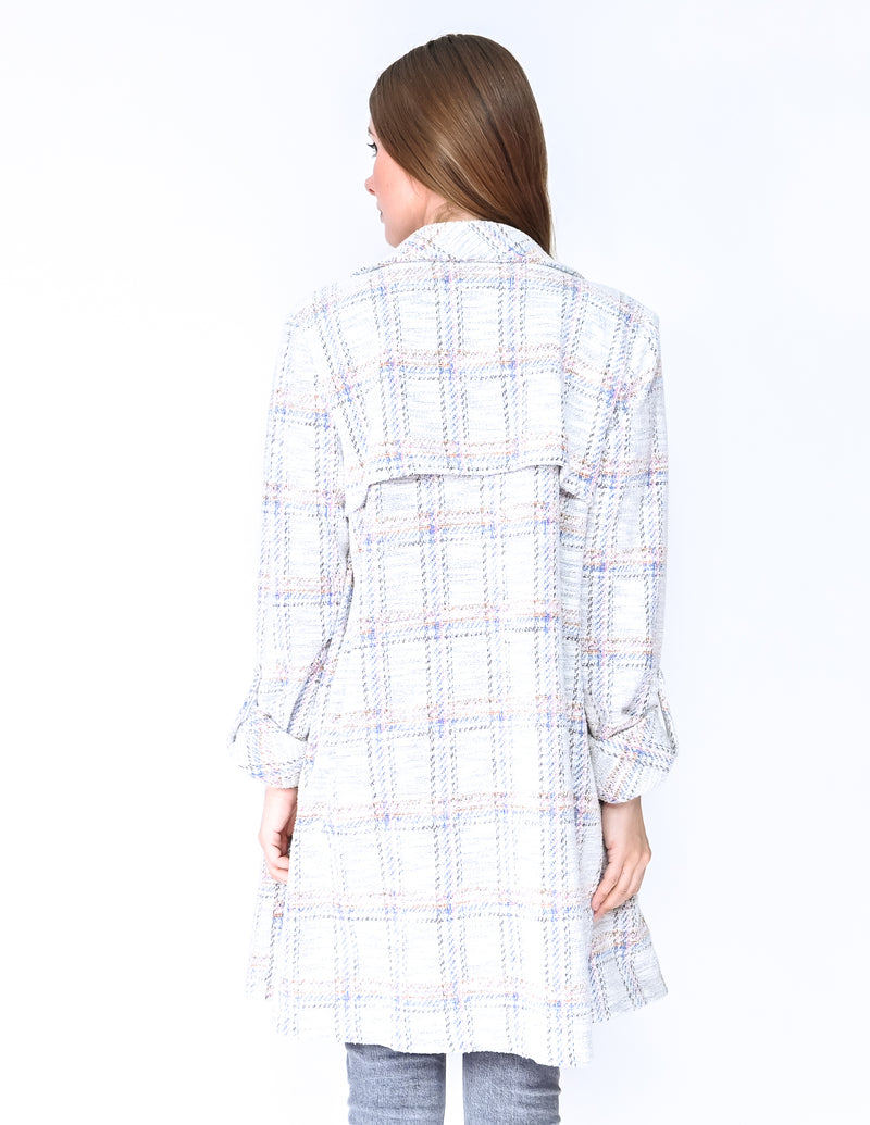 ANTHROPOLOGIE DOLAN Tweed Open-Front Coat Jacket (Size M)