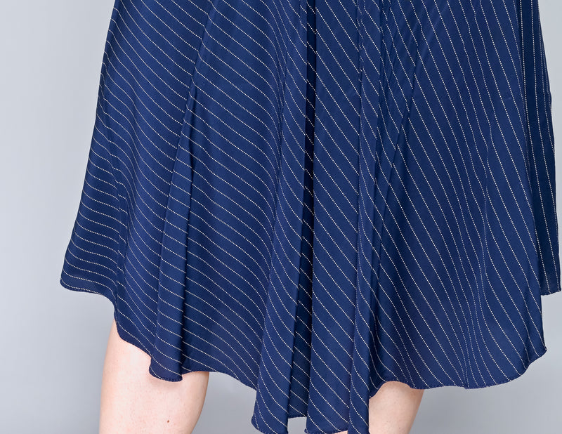 PHILOSOPHY Di Alberta Ferretti Pinstripe Blue Silk Skirt (4)