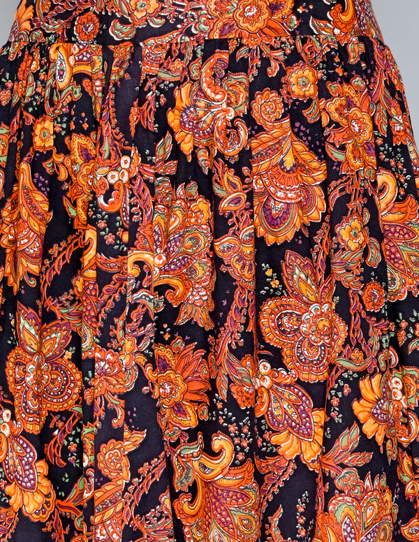 VINTAGE Floral Paisley Print Maxi Skirt (S)