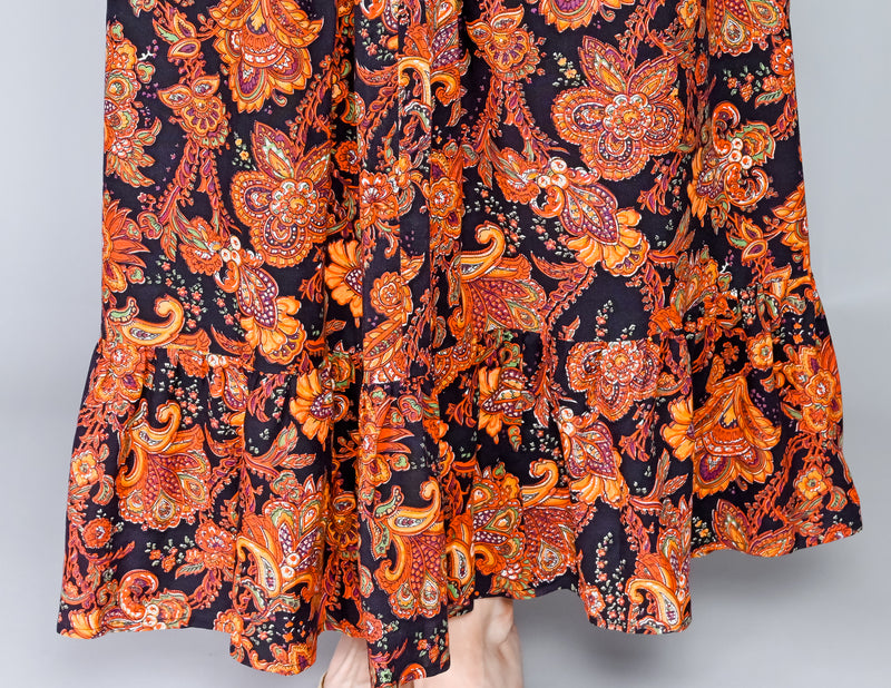 VINTAGE Floral Paisley Print Maxi Skirt (S)