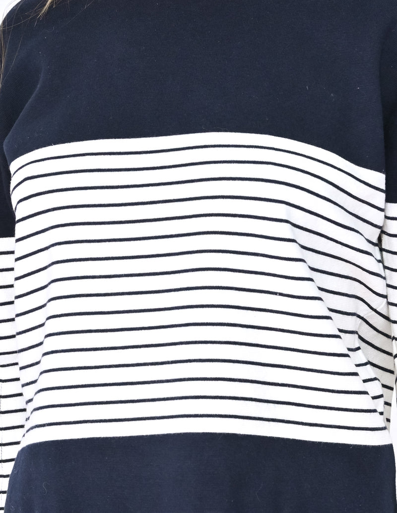 CHLOE Cotton Knit Striped Long-Sleeve Top (Size M)