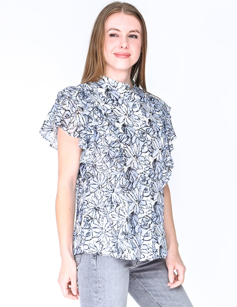 ANTHROPOLOGIE DINA AGAM Jolyn Floral Lace Blouse (Size L)