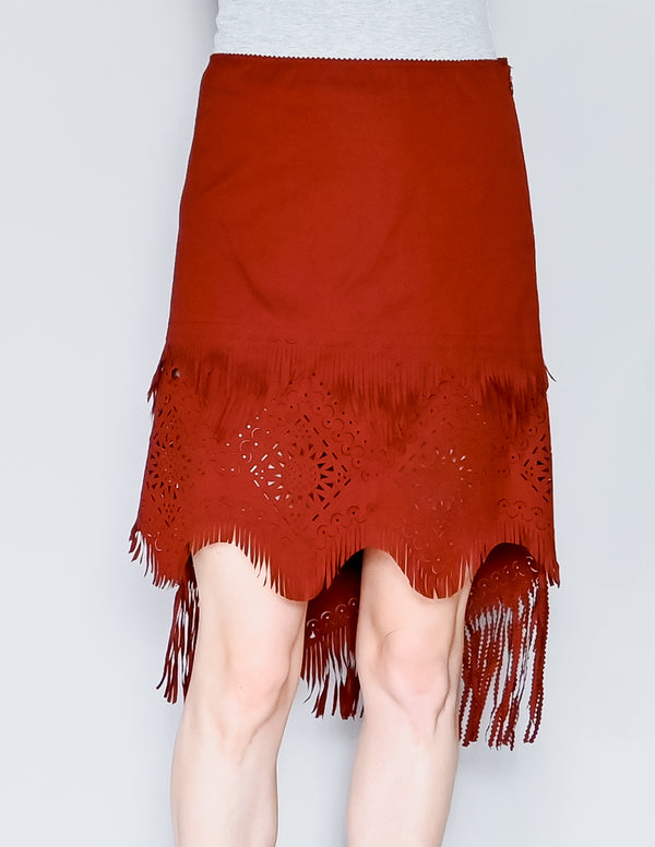 JEAN PAUL GAULTIER Vintage Fringe Lasercut Skirt (US 6)