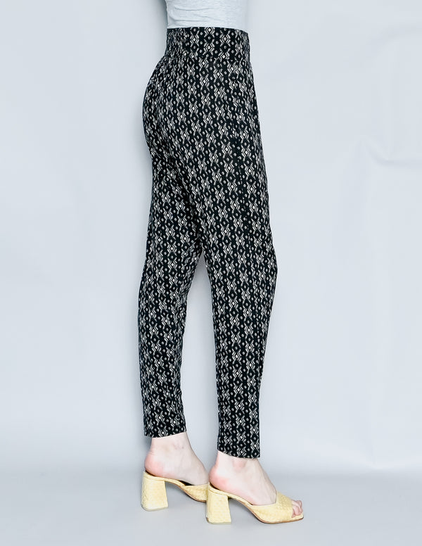 ALPHAMOMENT Black Printed Harem Pants (S)
