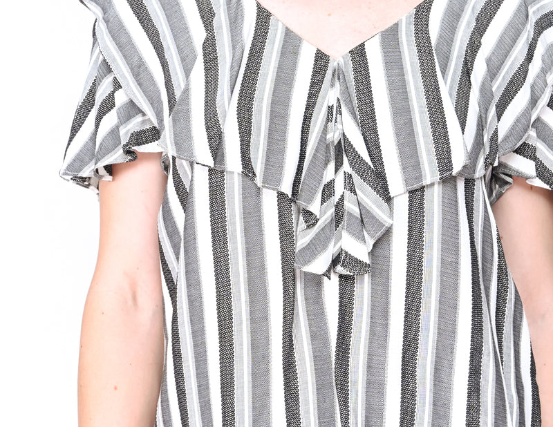 AMANDA UPRICHARD Striped Ruffle Larae Top (Size S)