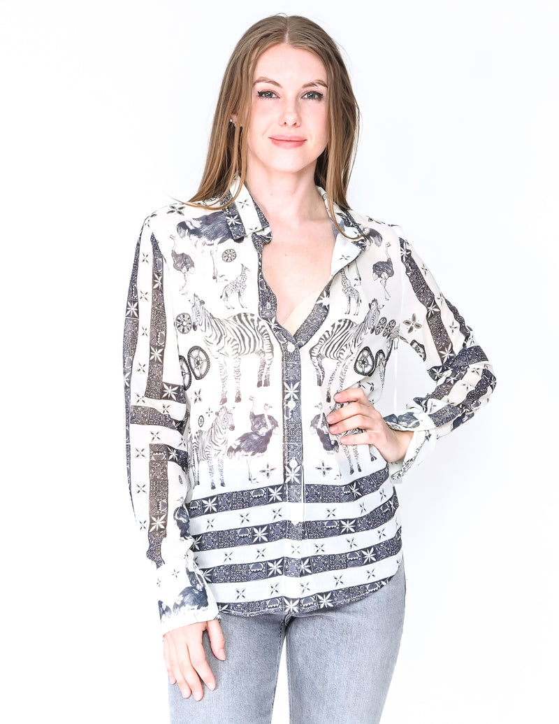 AMANDA UPRICHARD Zoo Print Bridgeport Top NWT (Size S)