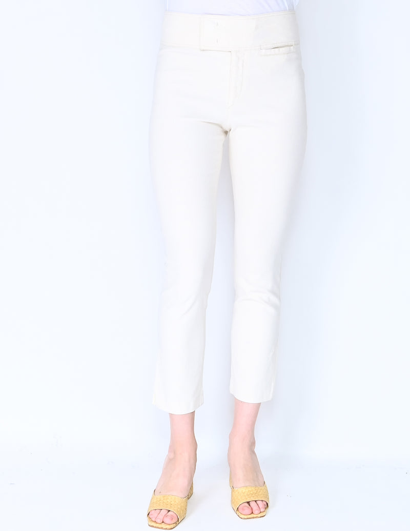 ISABEL MARANT Cream Skinny Cropped Pants (Size 6)