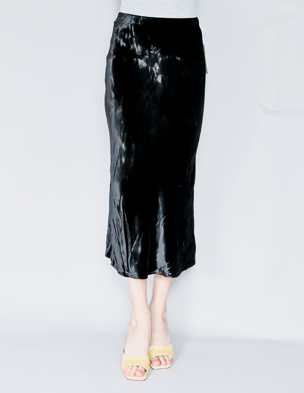 AMANDA UPRICHARD Paulina Black Velvet Midi Skirt (S)