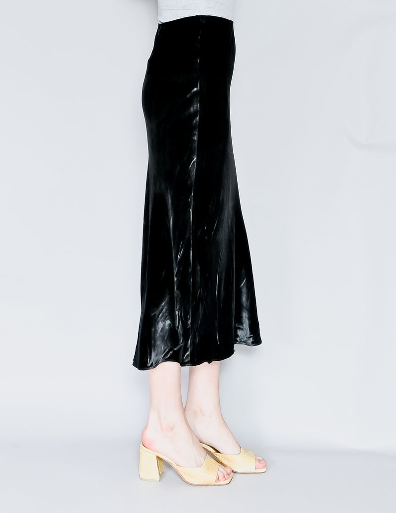 AMANDA UPRICHARD Paulina Black Velvet Midi Skirt (S)