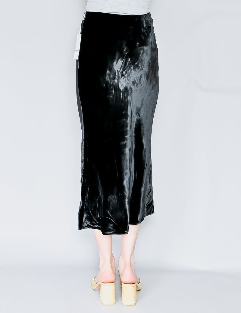 AMANDA UPRICHARD Paulina Black Velvet Midi Skirt (S)