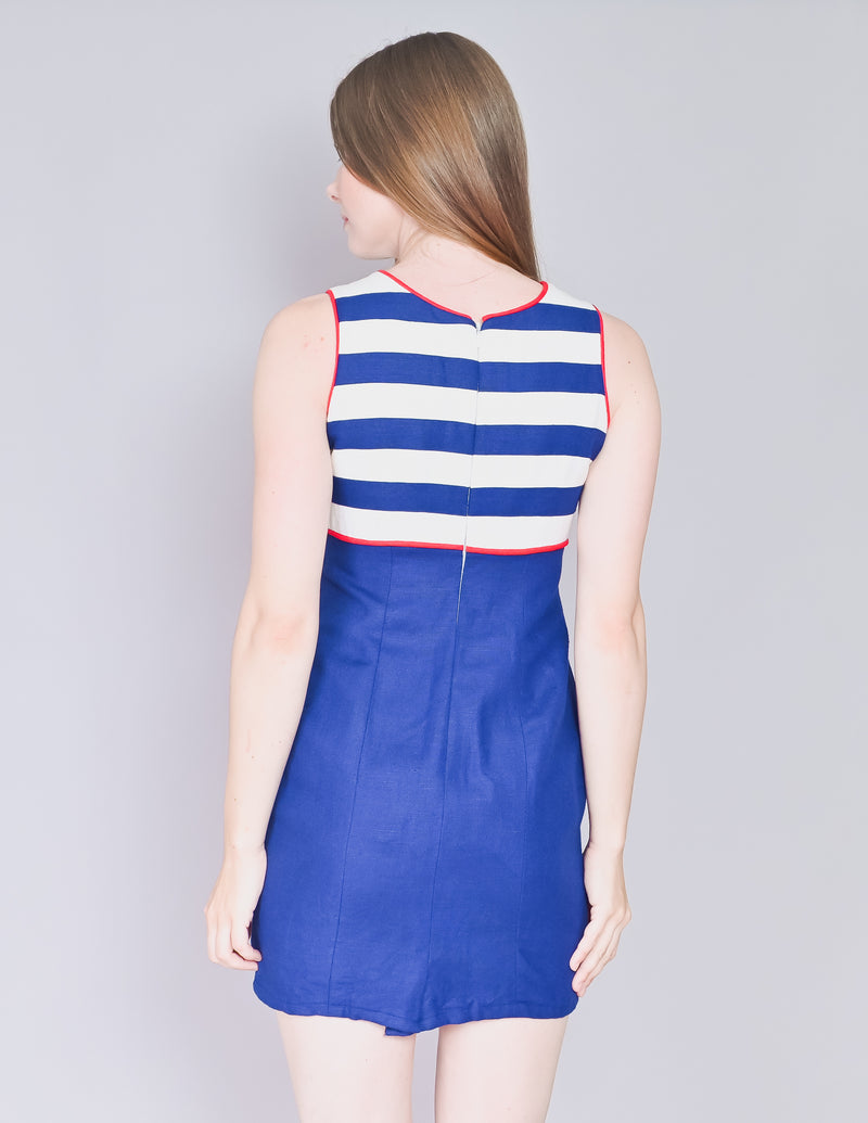VINTAGE Deborah Laws Nautical Mini Dress (Size 2P)