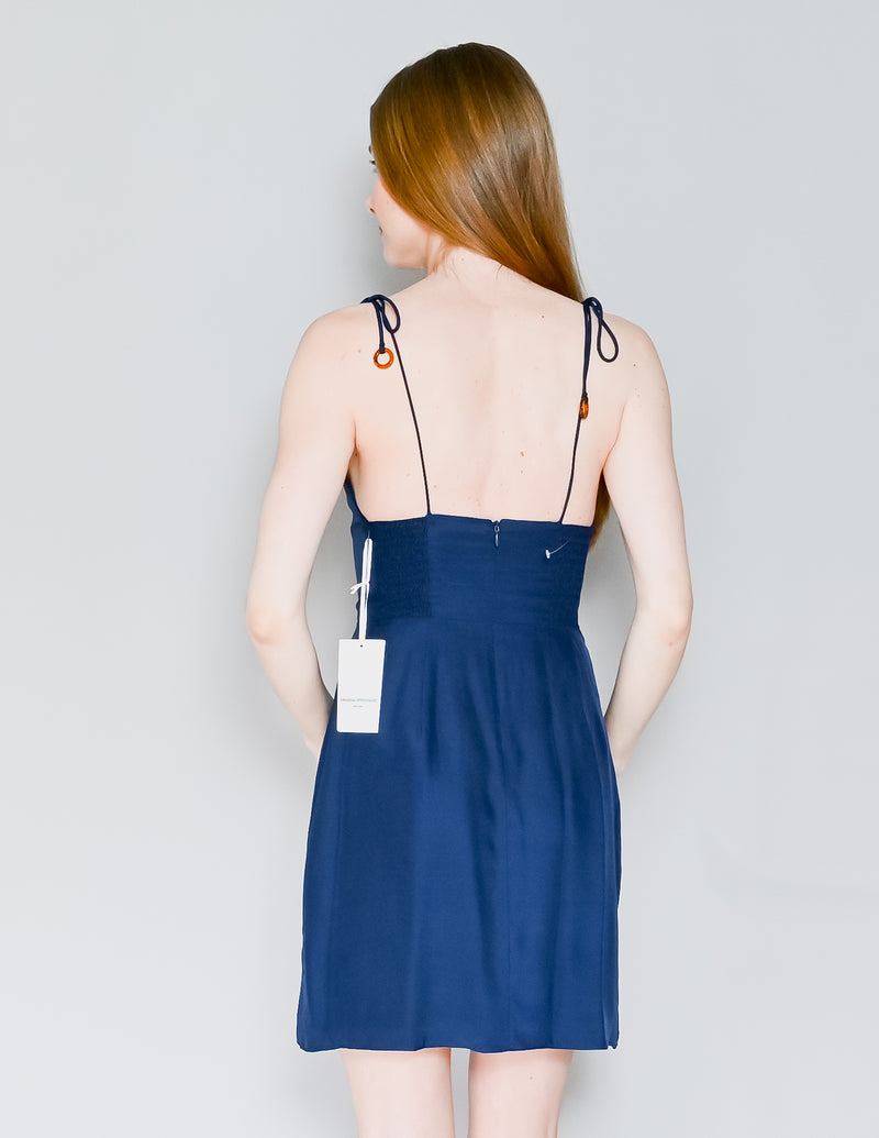 AMANDA UPRICHARD Navy Blue Tie-Strap Mini Dress (S)