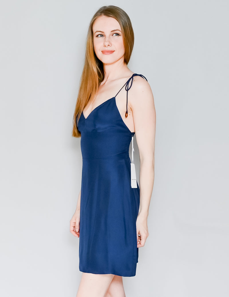 AMANDA UPRICHARD Navy Blue Tie-Strap Mini Dress (S)