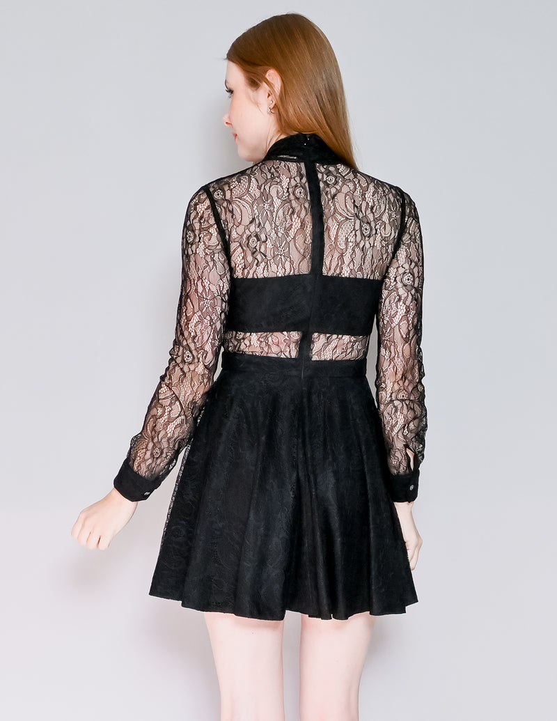 JAY GODFREY Zandari Black Lace Silk Mini Dress (4)