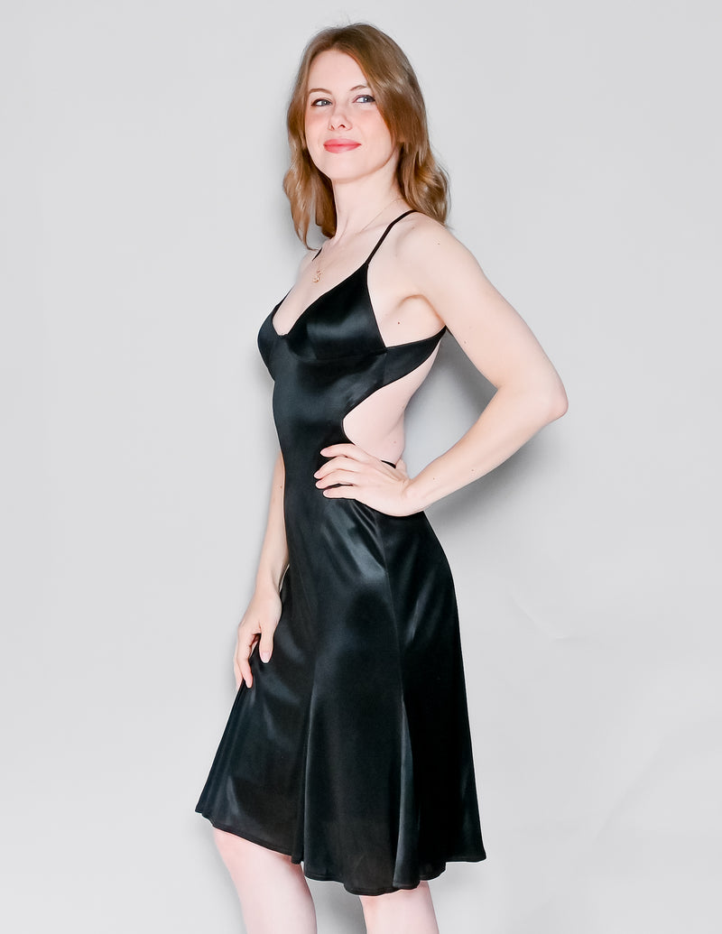Vintage Mary.L Couture Black Slinky Open Back Dress (2)