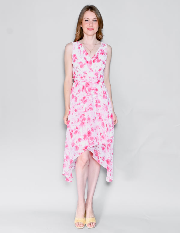 KARL LAGERFELD White Pink Floral Whimsical Midi Dress (2)