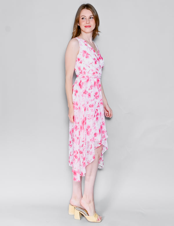 KARL LAGERFELD White Pink Floral Whimsical Midi Dress (2)