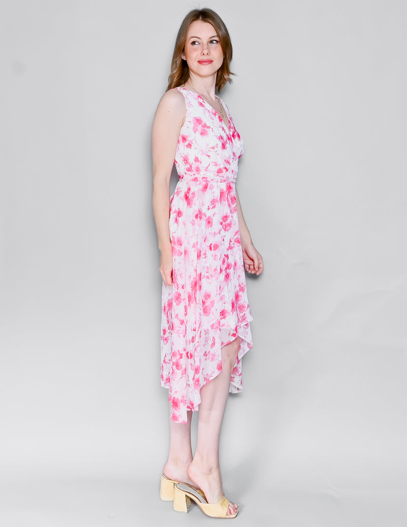 KARL LAGERFELD White Pink Floral Whimsical Midi Dress (2)