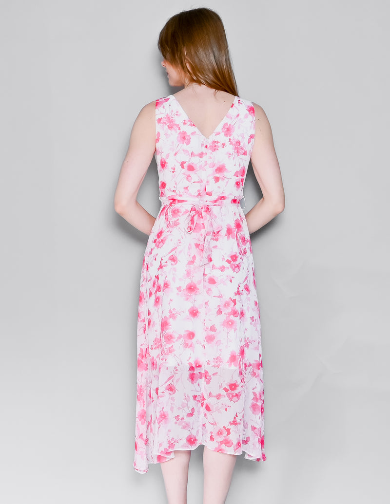 KARL LAGERFELD White Pink Floral Whimsical Midi Dress (2)