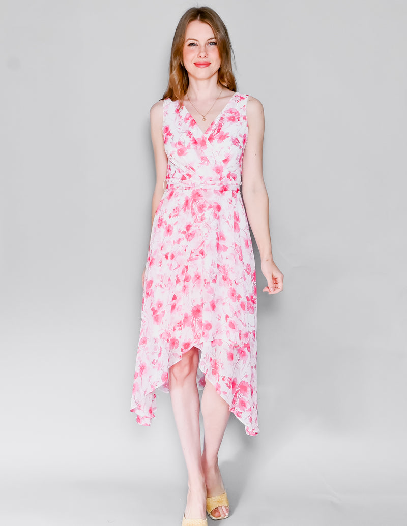 KARL LAGERFELD White Pink Floral Whimsical Midi Dress (2)