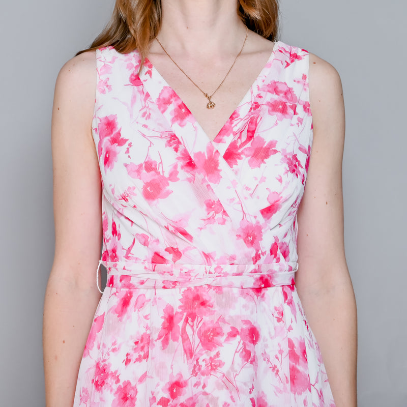 KARL LAGERFELD White Pink Floral Whimsical Midi Dress (2)