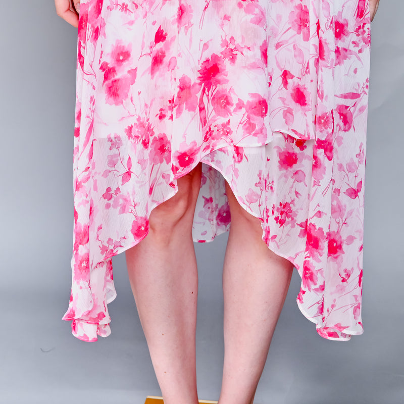 KARL LAGERFELD White Pink Floral Whimsical Midi Dress (2)