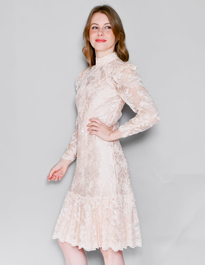 Vintage Cachet 80s Pretty in Pink Lace Midi Dress (5/6)