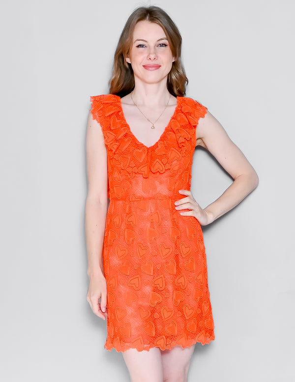 MIU MIU Resort Heart Lace Orange Mini Dress EUC (38)