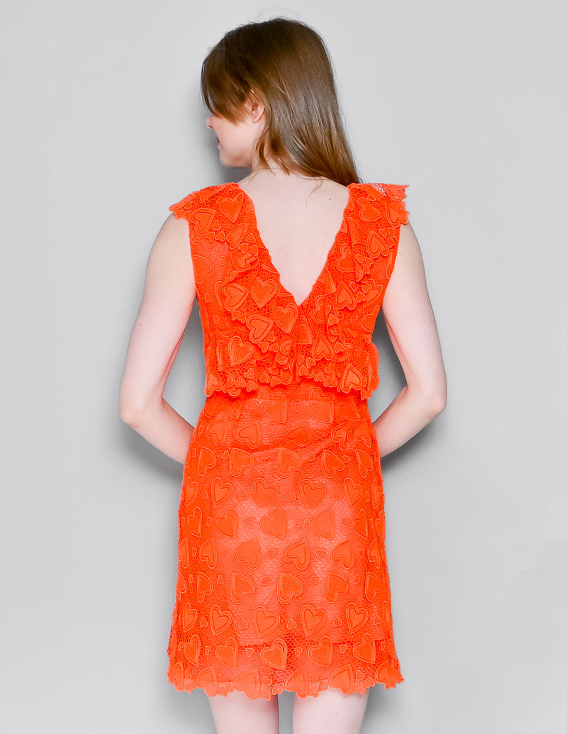 MIU MIU Resort Heart Lace Orange Mini Dress EUC (38)