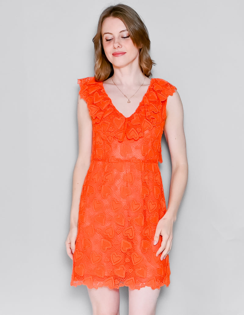 MIU MIU Resort Heart Lace Orange Mini Dress EUC (38)