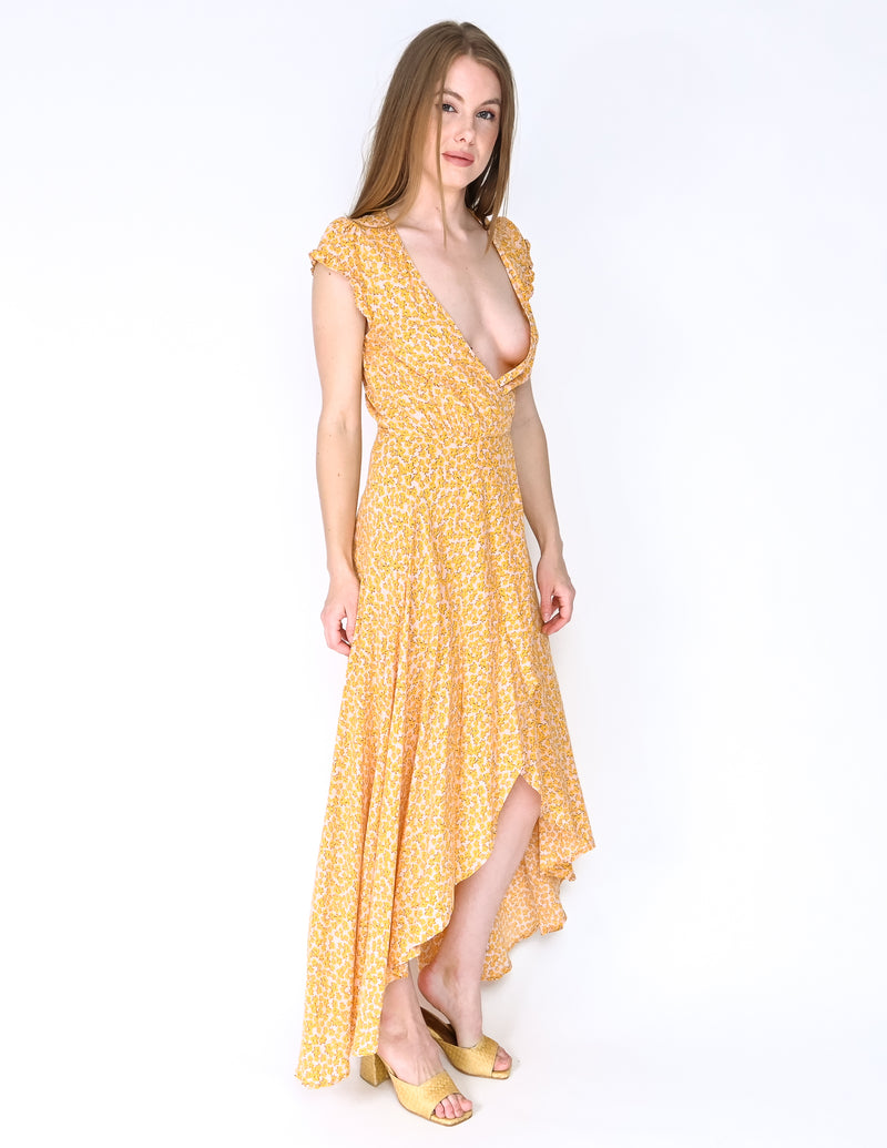 AUGUSTE Dean Sierra Ditsy Floral Maxi Wrap Dress (Size 0)