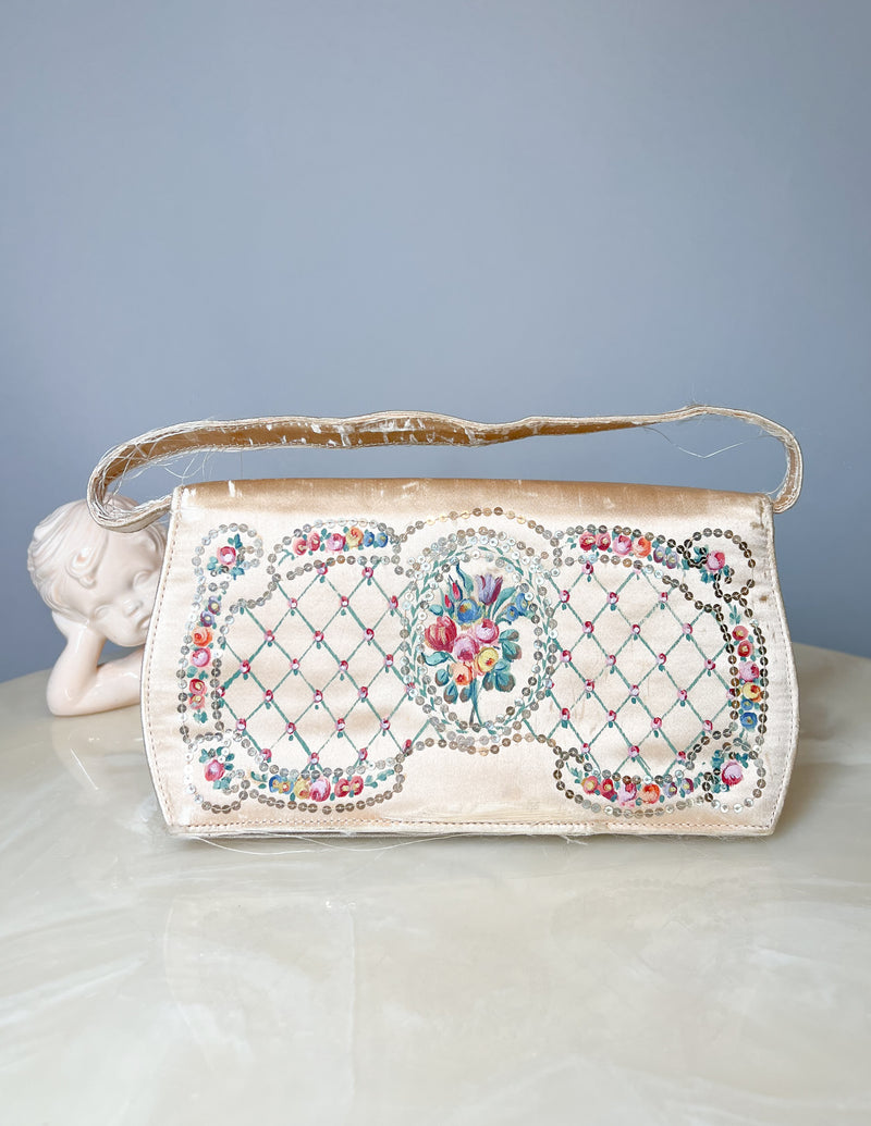 ISCO 1940s Handmade Painted Silk Mini Bag