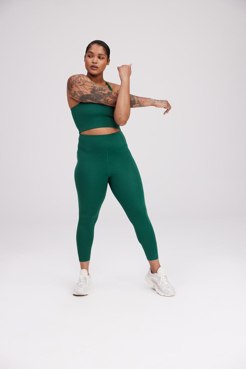GIRLFRIEND COLLECTIVE Cleo Halter Bra in Biome FINAL SALE