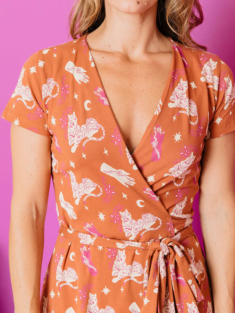 MATA TRADERS Katie Wrap Dress Orchid Tigress