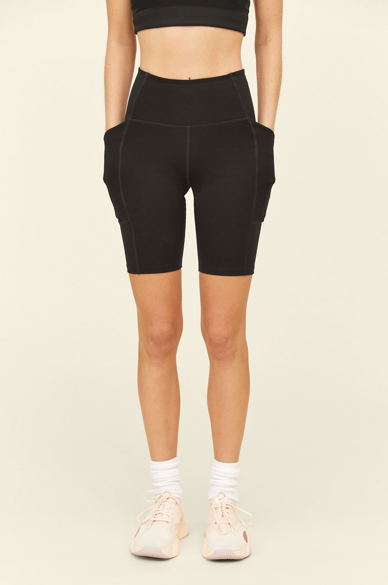 GIRLFRIEND COLLECTIVE High-Rise Pocket Bike Short Black FINAL SALE