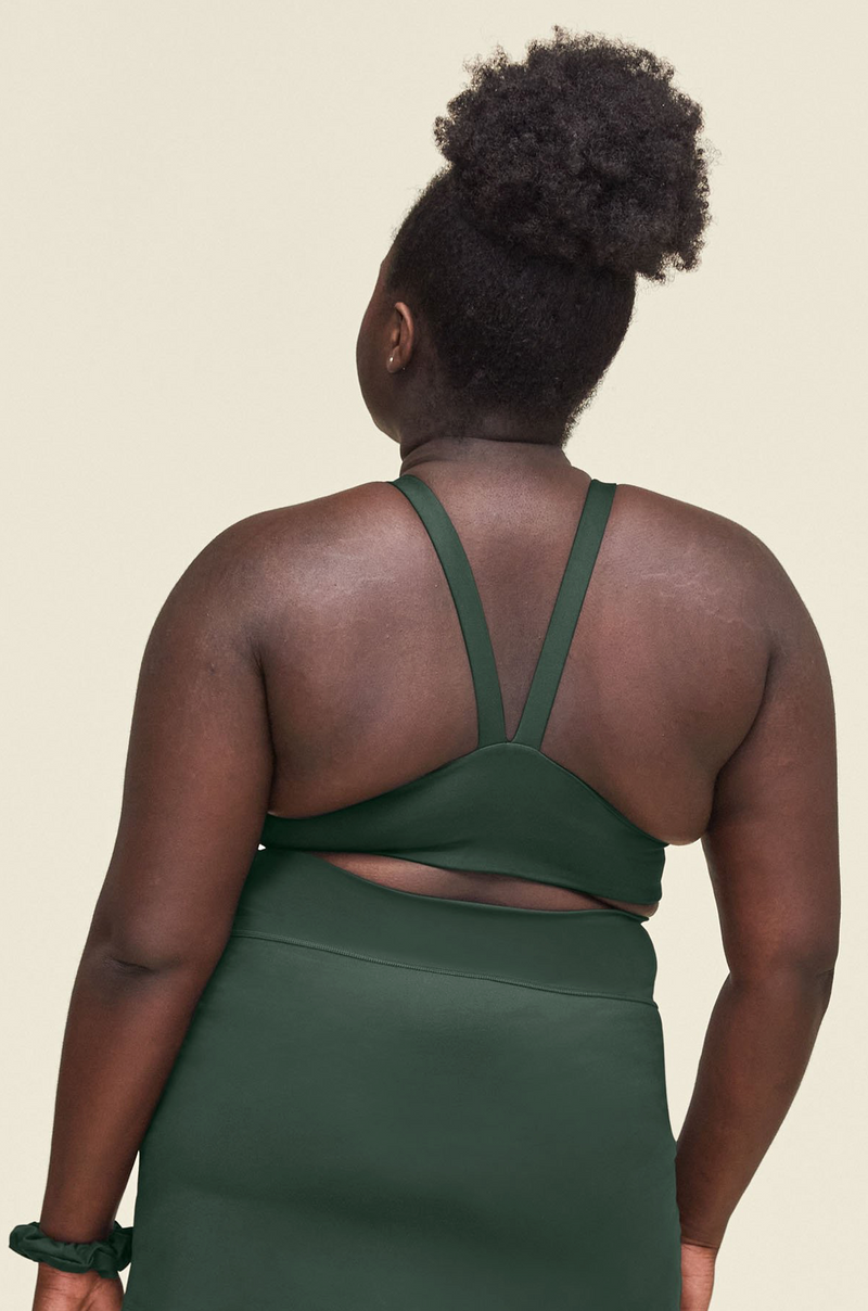 GIRLFRIEND COLLECTIVE Lou V-Back Bra in Moss FINAL SALE